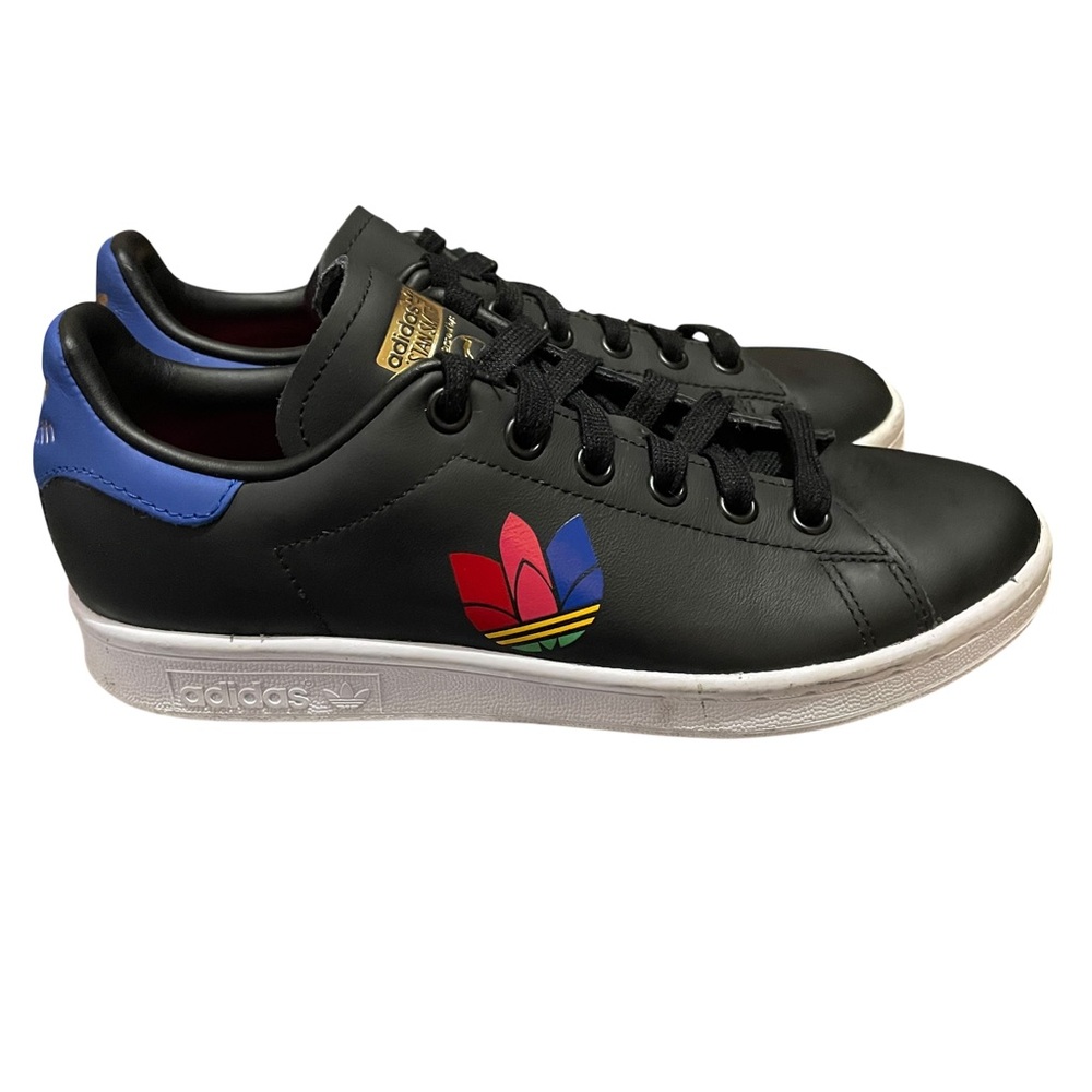 Adidas Stan Smith Black Blue Rainbow Sz 5.5 women’s Tennis Trainer Core